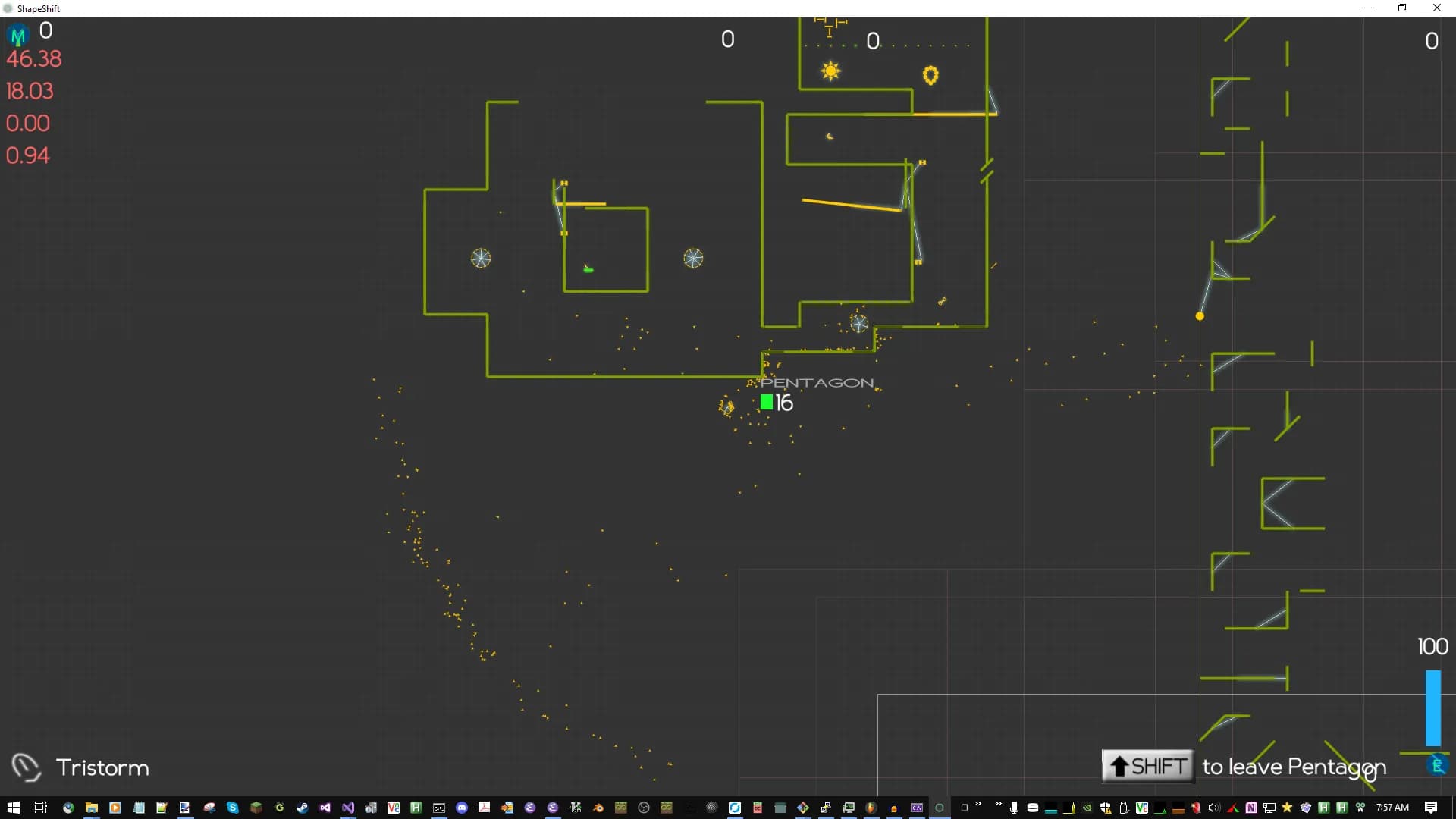 Tons of Tri shapes spawned by the Pentagon shape